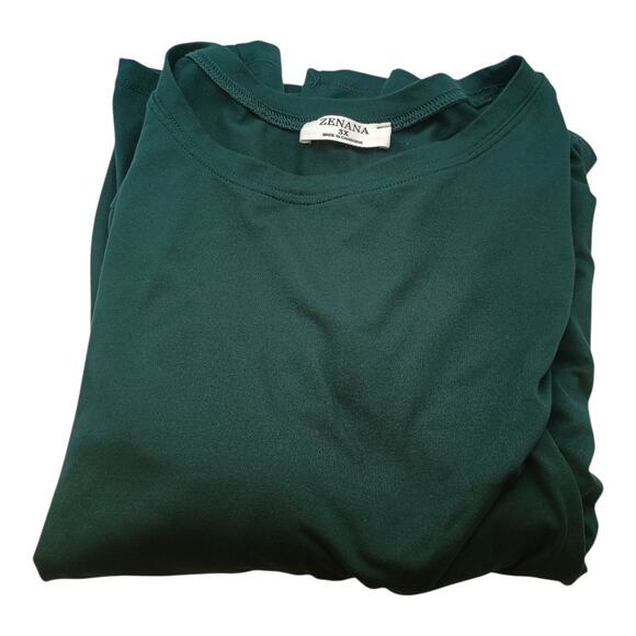 Zenana Soft Forrest Green Womens Top Plus SIze 3X Scoop Neck Long Sleeve Tunic - Picture 1 of 8